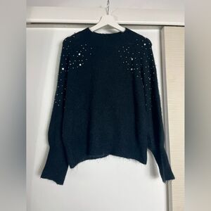 Women's Black Sweater with Embellishments